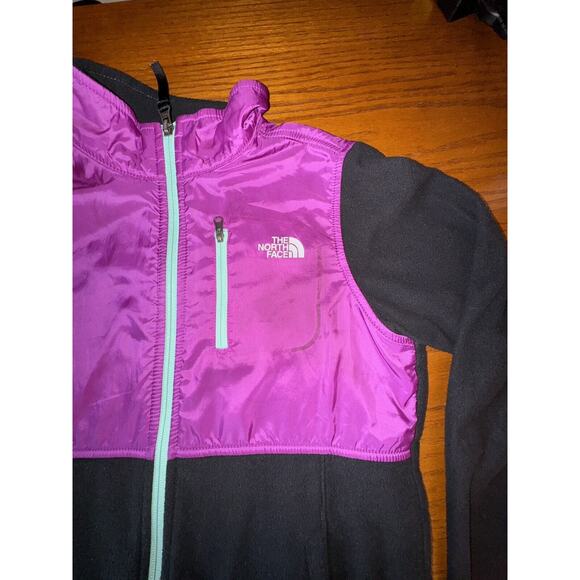 The North Face Full Zip Fleece Explorer Jacket Girls L 14/16 Purple Black READ - Picture 3 of 15